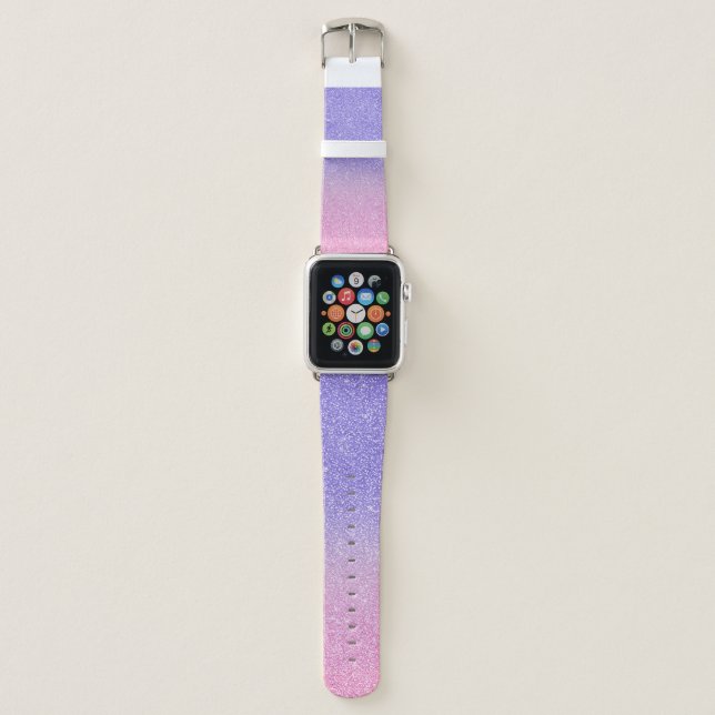 Beautiful Purple Pink Glitter Ombre Apple Watch Band (Front)