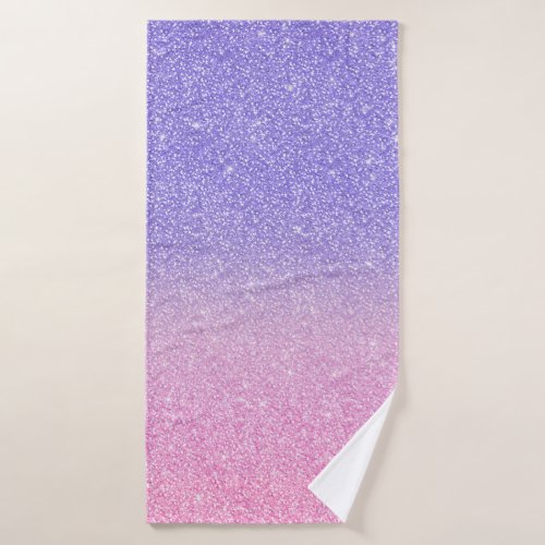 Beautiful Purple Pink Glitter Ombre Bath Towel Set