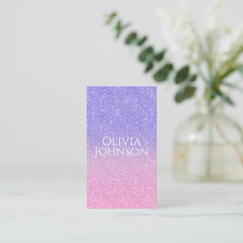 Beautiful Purple Pink Glitter Ombre Business Card