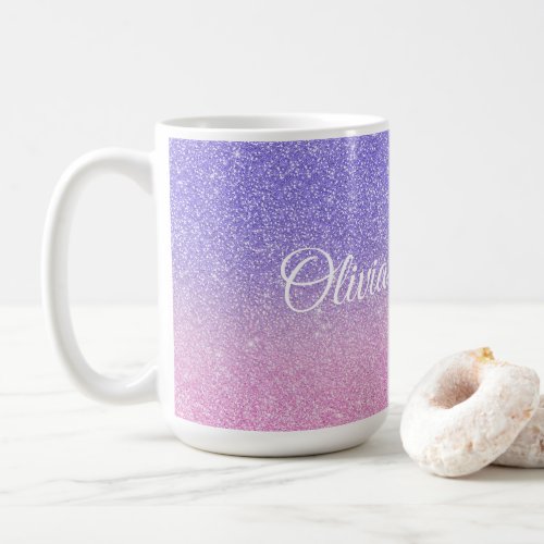 Beautiful Purple Pink Glitter Ombre Coffee Mug