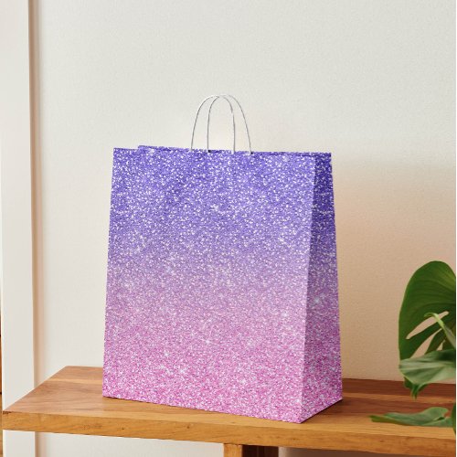 Beautiful Purple Pink Glitter Ombre Medium Gift Bag