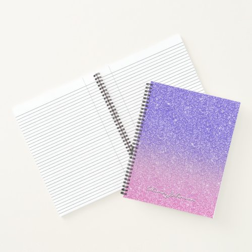 Beautiful Purple Pink Glitter Ombre Notebook