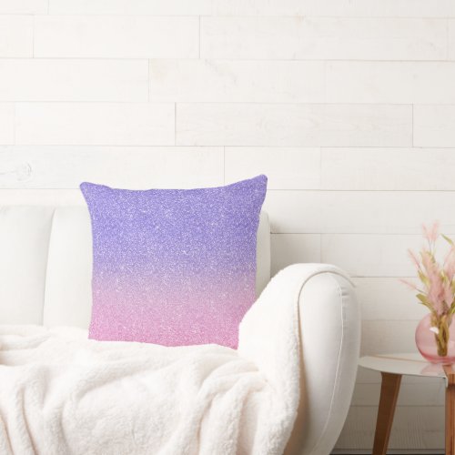 Beautiful Purple Pink Glitter Ombre Throw Pillow