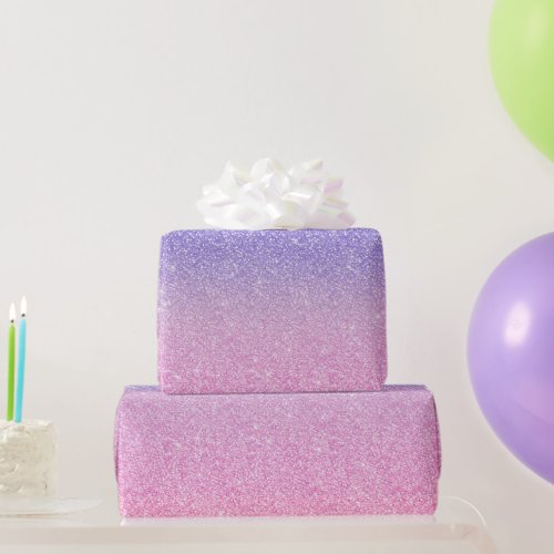 Beautiful Purple Pink Glitter Ombre Wrapping Paper
