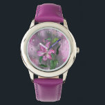 Beautiful Purple Pink Lily Flower Watch Painting<br><div class="desc">Beautiful Purple Pink Lily Flower Watches Lilies Flowers Watch MIGNED Painting Design</div>