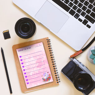 Beautiful purple & pink unicorn to do list 4"x6" post-it notes