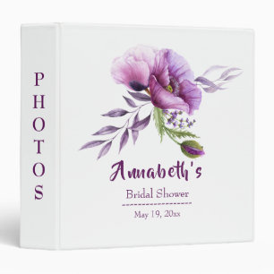 Beautiful Purple Poppies Bridal Shower Photo 3 Ring Binder