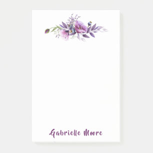 Beautiful Purple Poppies Name Inscribed Post-it Notes