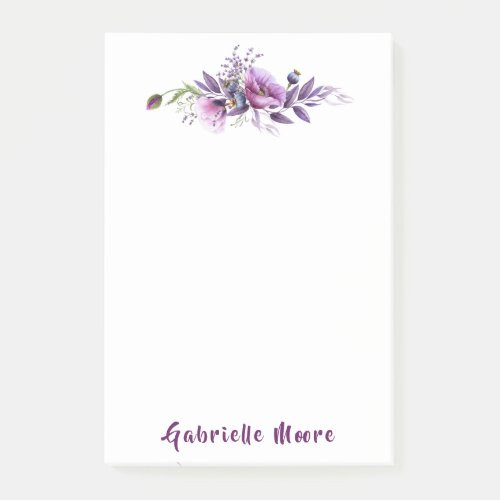 Beautiful Purple Poppies Name Inscribed Post_it Notes