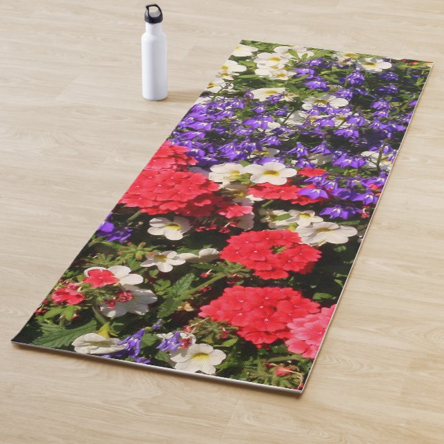 Beautiful Purple, Red, and White Annual Flowers Yoga Mat (In Situ)
