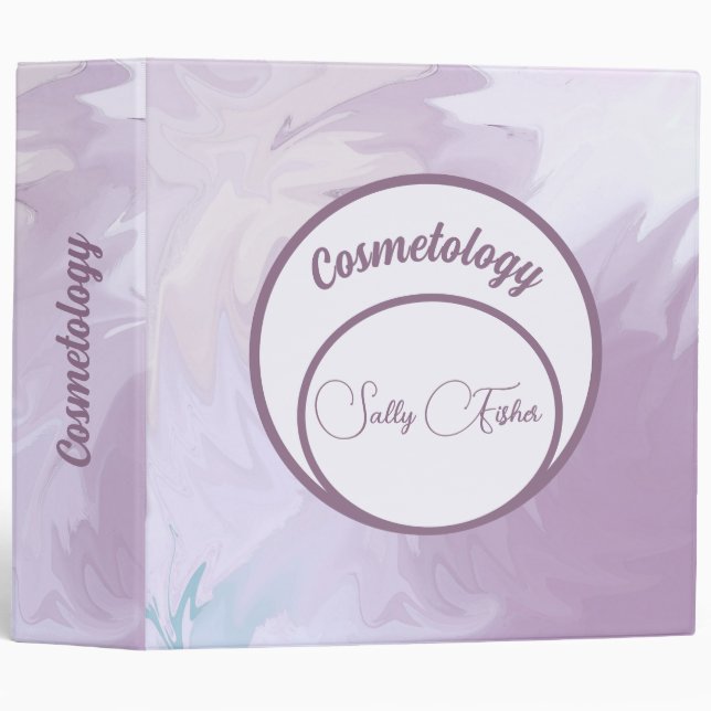 Beautiful Purple Ribbon Design School Monogrammed  3 Ring Binder (Front/Spine)