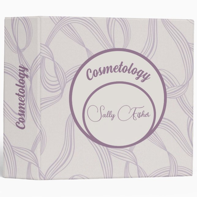 Beautiful Purple Ribbon Design School Monogrammed 3 Ring Binder (Front/Spine)