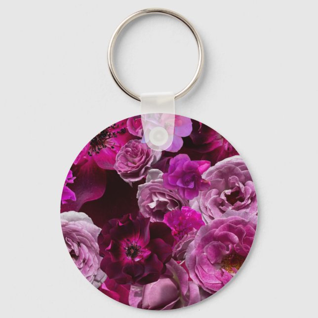 Beautiful Purple Rose Collage Keychain (Front)