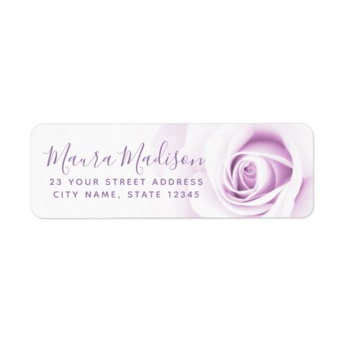 Beautiful purple rose flower floral return address label