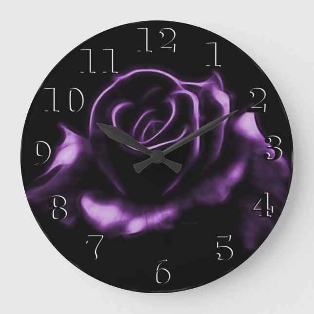 Beautiful Purple Rose Large Clock (Front)