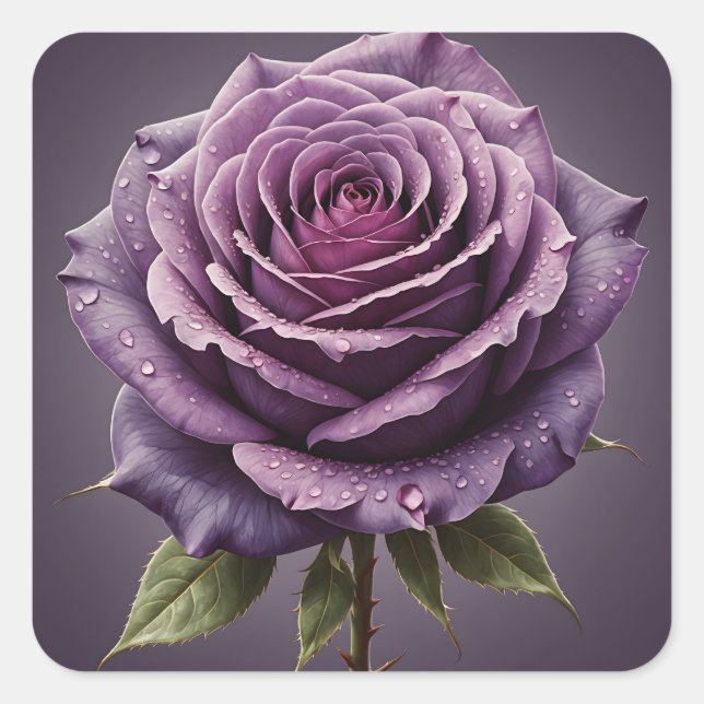 Beautiful purple rose square sticker (Front)
