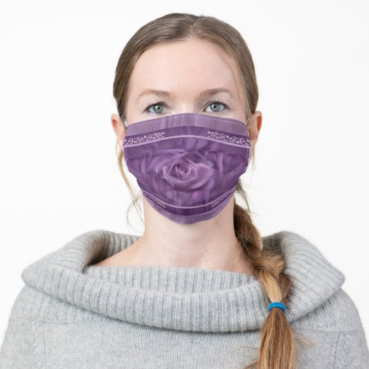 Beautiful Purple Roses Adult Cloth Face Mask (Worn)