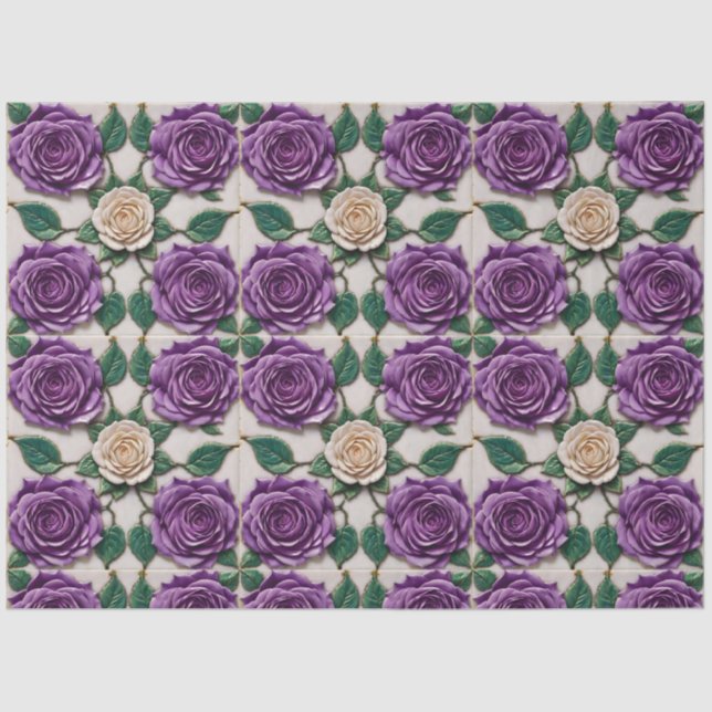 Beautiful Purple Roses Modern Collection Tissue Paper (Front)