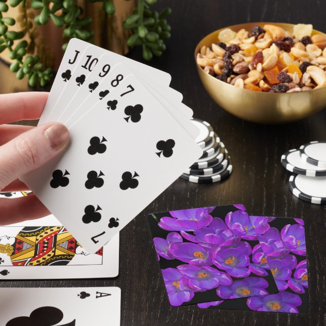 Beautiful Purple Spring Crocuses Floral Poker Cards (In Situ)
