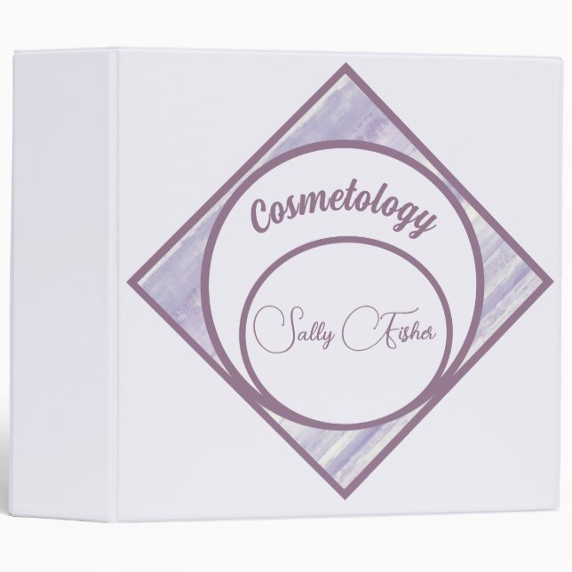 Beautiful Purple Stripe Design School Monogrammed  3 Ring Binder (Front/Spine)