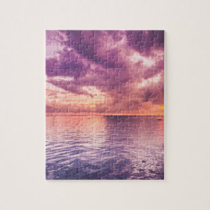 Beautiful Purple sunset at Cebu City, Philippines Jigsaw Puzzle