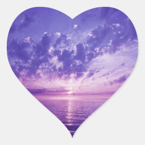 Beautiful purple sunset heart sticker