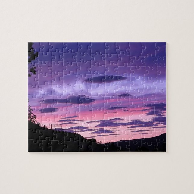 Beautiful Purple Sunset Sky Clouds Nature Scene Jigsaw Puzzle (Horizontal)