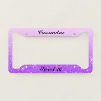 Beautiful Purple Sweet 16 License Plate Frame
