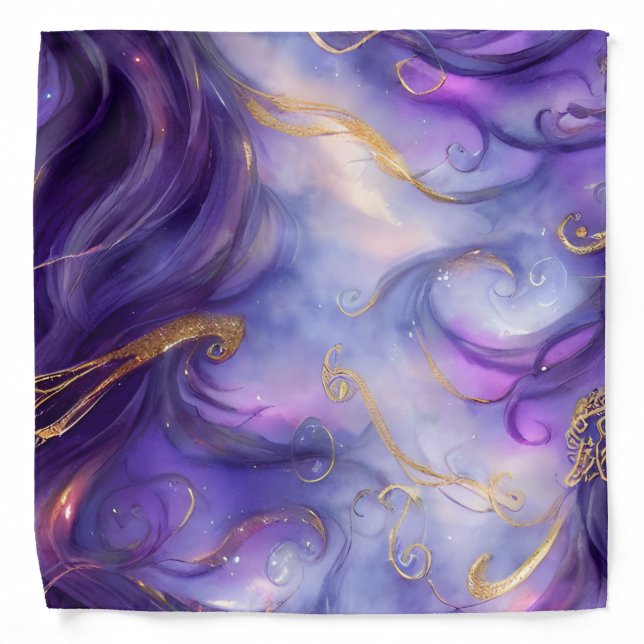 Beautiful Purple Swirling Seamless Pattern Bandana (Front)