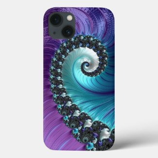 Beautiful Purple Turquoise Gradient Spiral Fractal Case-Mate iPhone Case