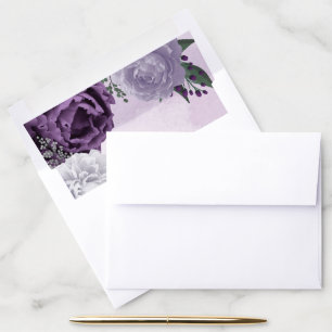 beautiful purple white flowers green leaves envelope liner