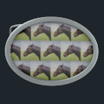 Beautiful Quarter Horse from Oil Painting Belt Buckle<br><div class="desc">Beautiful Quarter Horse boarded at local farm near me. Baily was a gentle horse who nuzzled my ear while leaning against her stable gate. Wear this Belt Buckle with pride. I painted this horse portrait for the owner of the horse who happily bought the painting. From a quarter horse painting...</div>