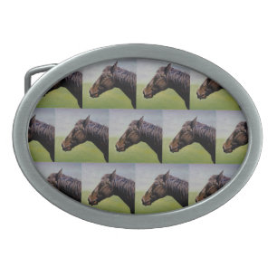 Beautiful Quarter Horse from Oil Painting Belt Buckle