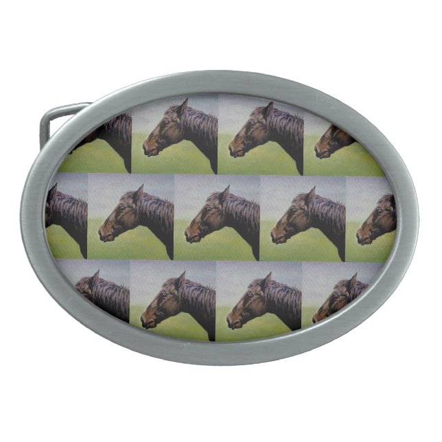 Beautiful Quarter Horse from Oil Painting Belt Buckle (Front)