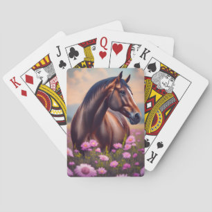 Beautiful Quarter Horse with flowers Poker Cards