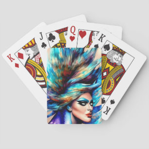 Beautiful Queen Colors Watercolor Poker Cards