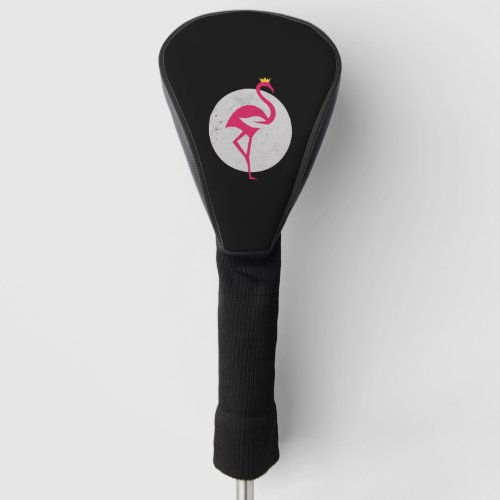 Beautiful Queen Flamingo Crown Illustration design Golf Head Cover