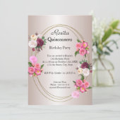 Beautiful Quinceanera Light Pink birthday party Invitation (Standing Front)