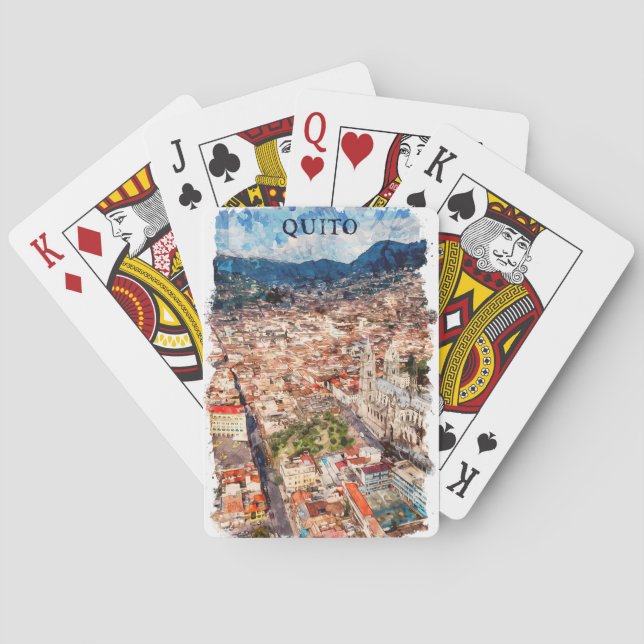 Beautiful Quito Ecuador Cityscape Poker Cards (Back)