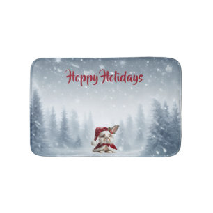 Beautiful Rabbit Christmas Bath Mat