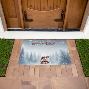 Beautiful Rabbit Christmas Doormat