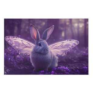 Beautiful rabbit with butterfly wings faux canvas print