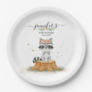 Beautiful Raccoon Nature Baby Party Paper Plates