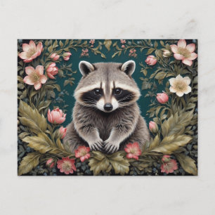 Beautiful Racoon Pink Floral Postcard