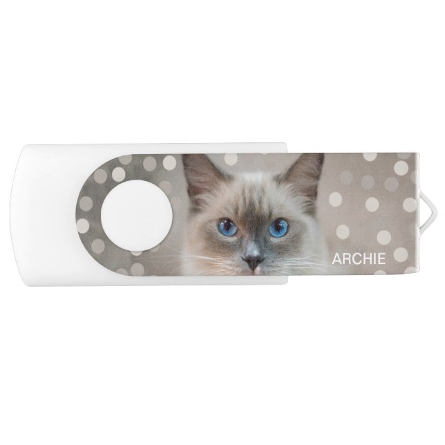 Beautiful Ragdoll Cat & Editable Name Flash Drive (Front)