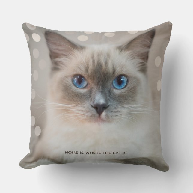 Beautiful Ragdoll Cat & Editable Text Throw Pillow (Front)
