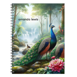 Beautiful Rain Forest with Peacock Personalized Notebook