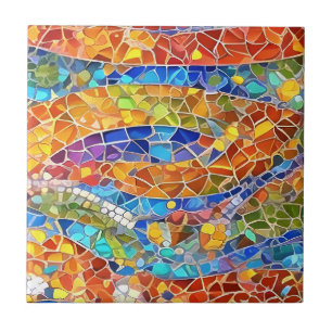 Beautiful Rainbow Abstract Faux Mosaic art Ceramic Tile