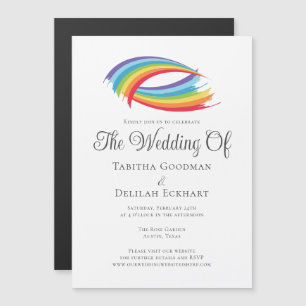 Beautiful Rainbow Abstract LGBTQ Wedding Magnetic Invitation