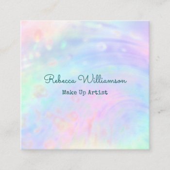 Beautiful Rainbow Aesthetic Pastel Swirl Shell Square Business Card by TabbyGun at Zazzle